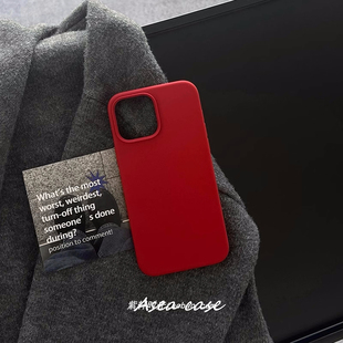 韩系圣诞红新年红17适用15小米14手机壳12pro液态硅胶note13红米K70全包K60防摔K50软糯耐脏K40不黄10s复古11