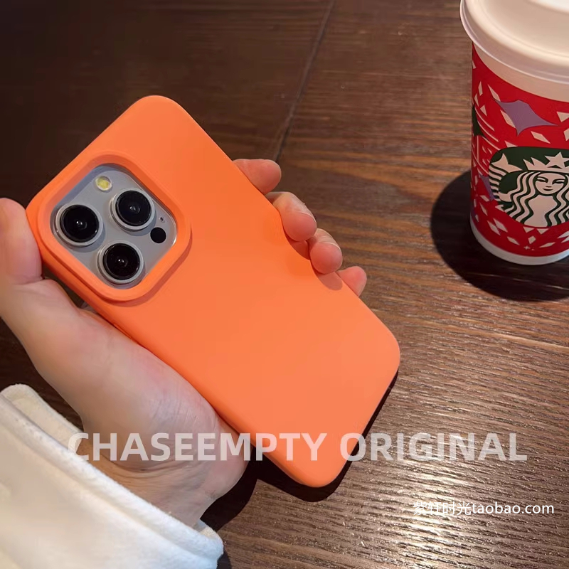 橙色液态硅胶不发黄手机壳适用