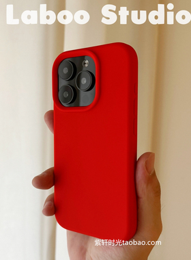 经典ins喜庆新年红色适用苹果15手机壳16promax真液态硅胶iphone14软糯13/12mini中国红11纯色耐脏XS不发黄XR