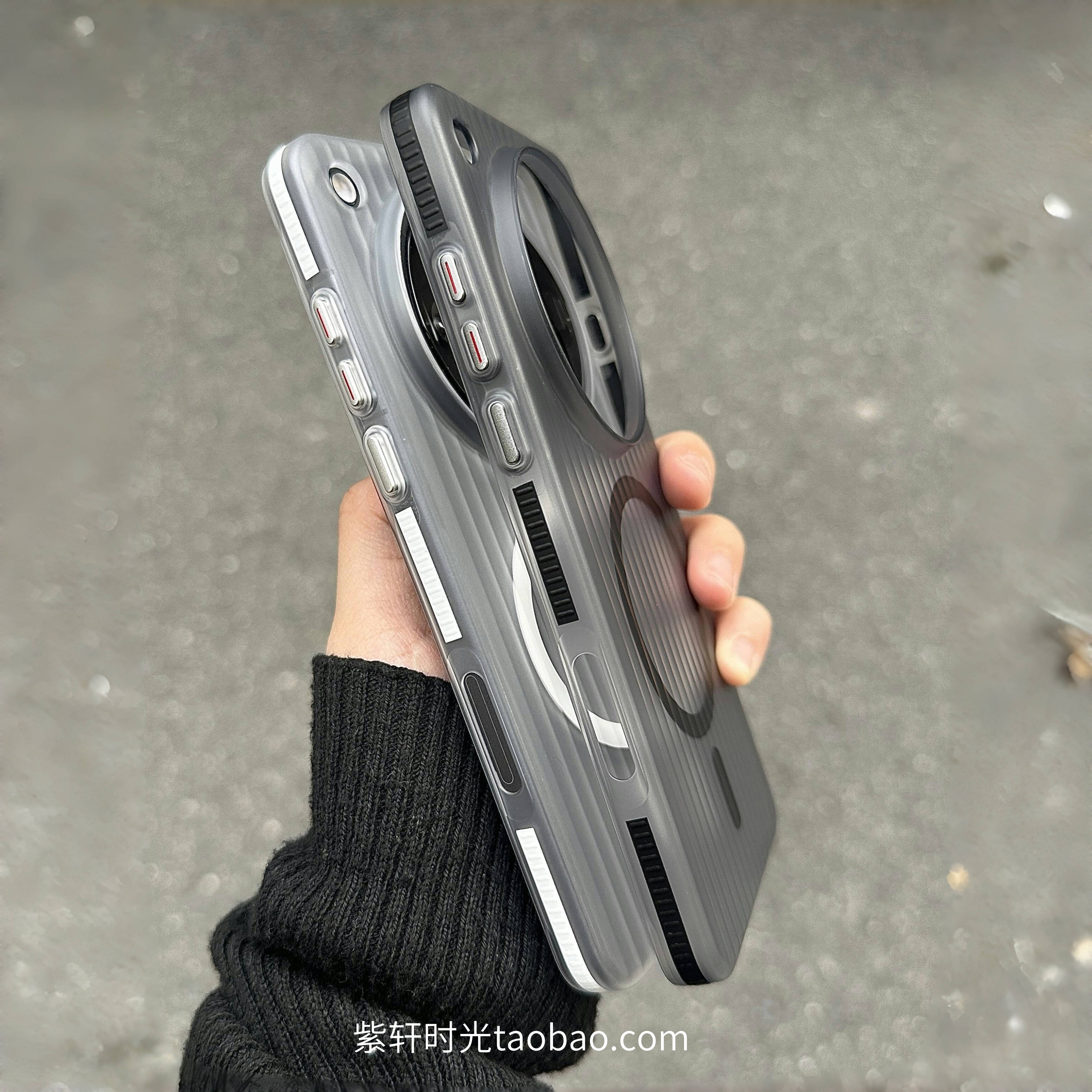 冰雾行李箱纹瓦楞磁吸壳适用华为mate70pro手机壳60pro超薄PC硬壳pura70荣耀magic8大孔散热防滑高级感黑白色