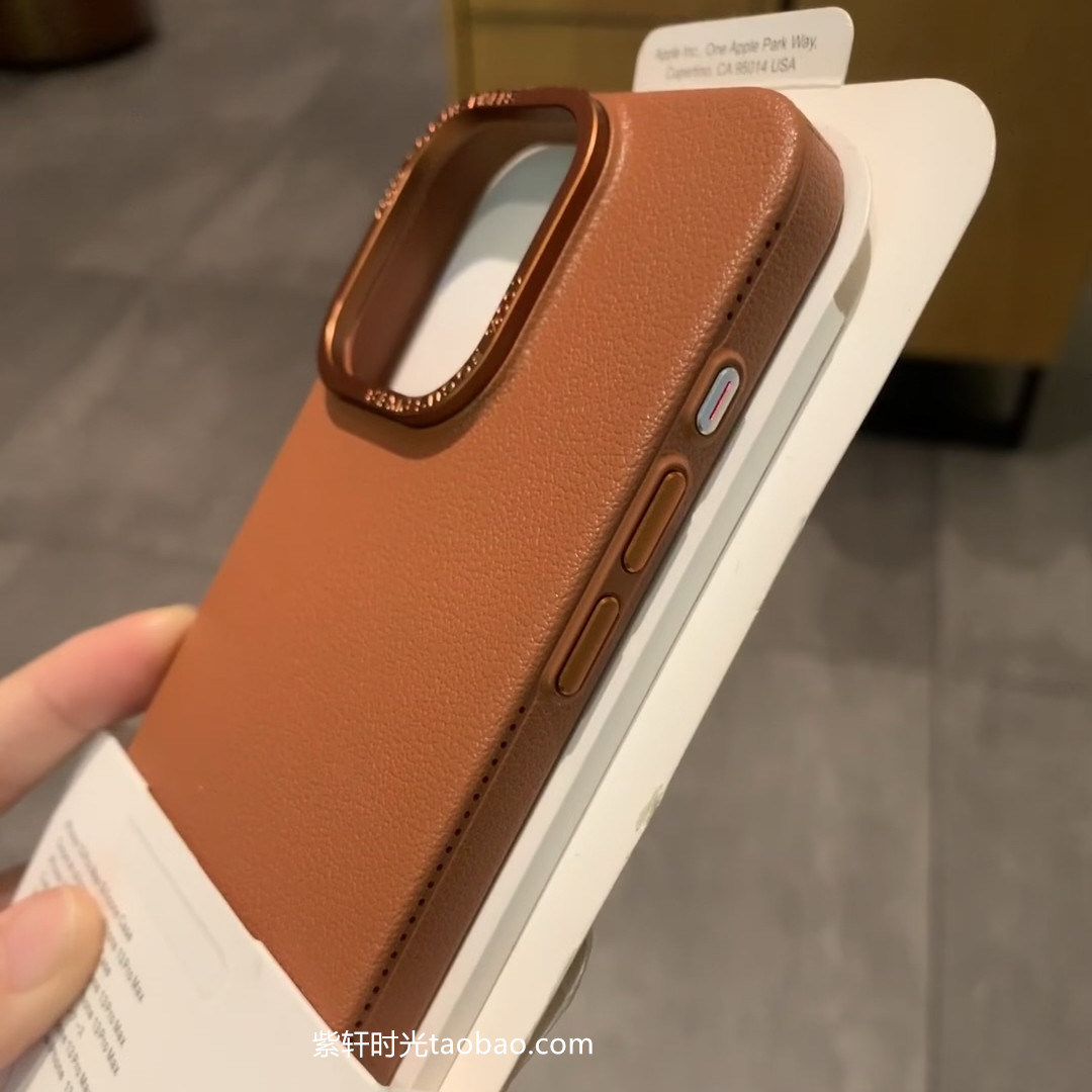 复古高级焦糖色荔枝纹皮质适用小米15/14手机壳13pro磨砂14ultra美拉德棕色金属镜头超薄全包防摔耐脏防指纹