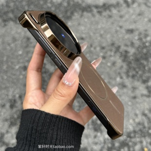 简约高级钛金色磁吸适用oppoFindx8s手机壳X8Pro电镀无边框findx8裸机感x8ultra香槟金磨砂纯色保护套防指纹