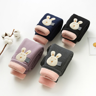 女童秋冬宝宝夹棉外穿中小童保暖棉裤 儿童三层加绒加厚纯棉打底裤