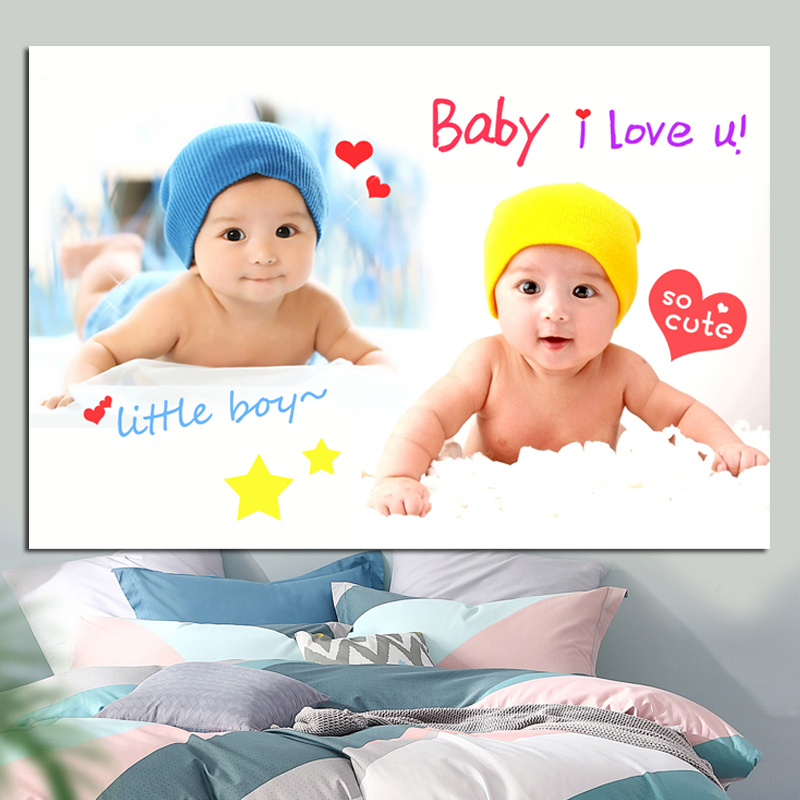 墙贴画卧室床头娃娃可爱早教海报