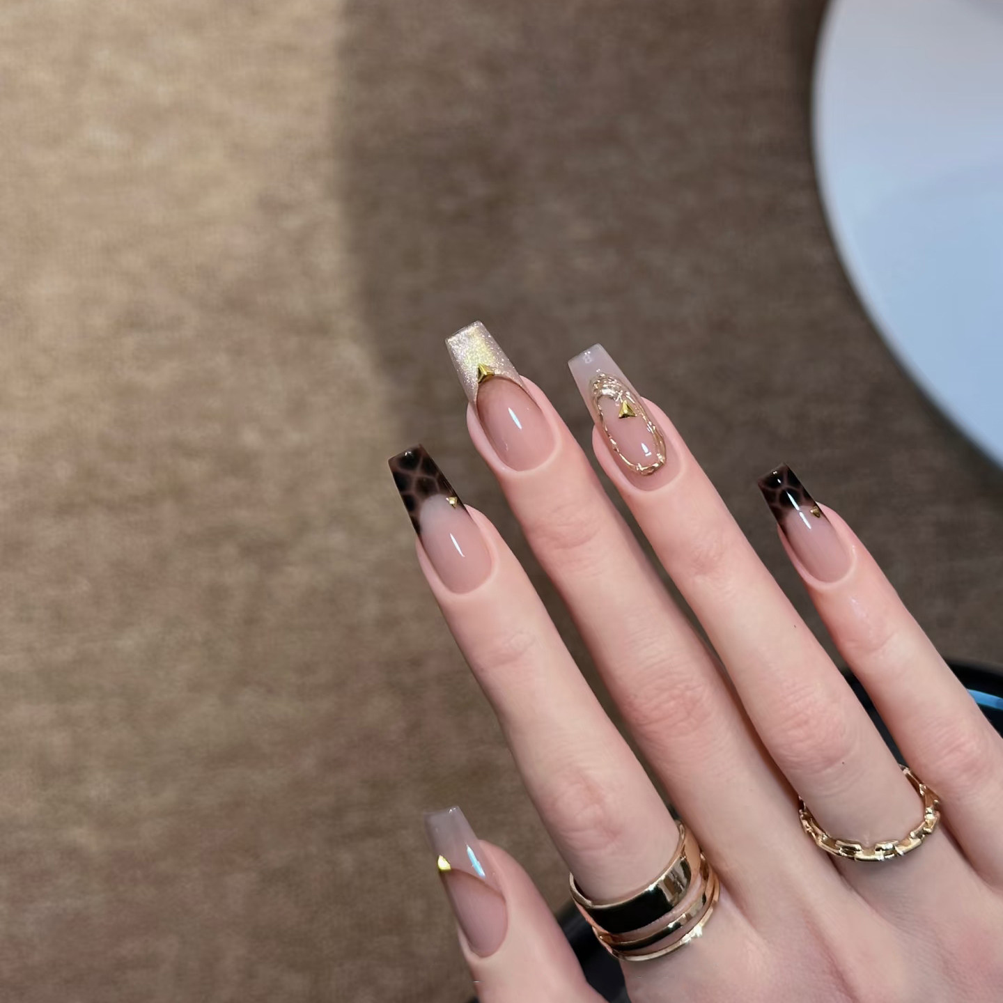 金咖叠境棕咖欧美氛围感穿戴甲片