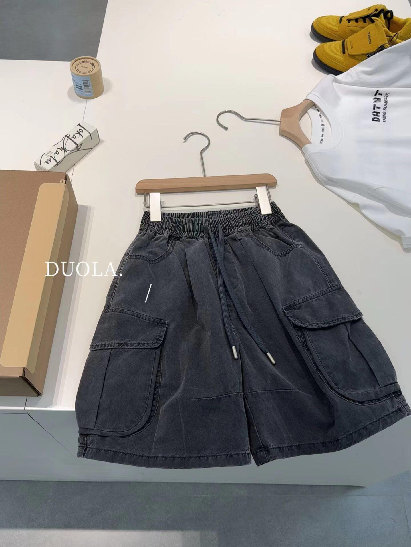 lvxx品牌童装26夏季薄款男女童复古风时尚中裤中大童休闲工装短裤
