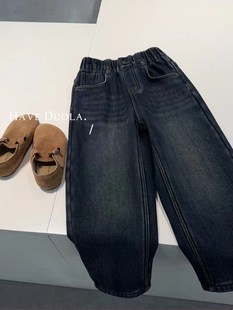 中大儿童加绒加厚宽松直筒老爹裤 牛仔裤 子潮 新款 哈比诺男童25冬季