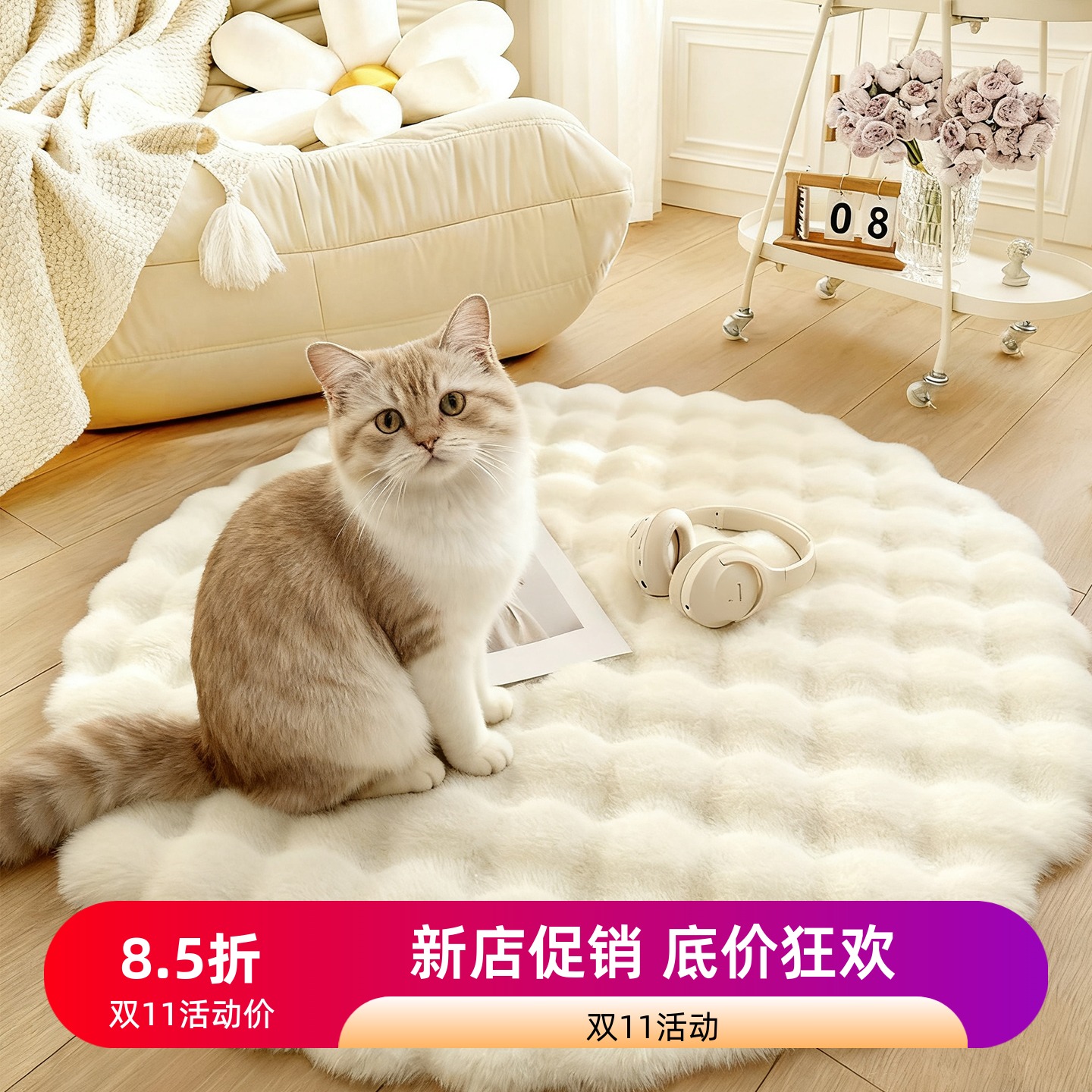 猫窝毛绒圆形爬架睡觉太空舱猫保暖猫狗垫子犬地垫垫宠物狗窝垫