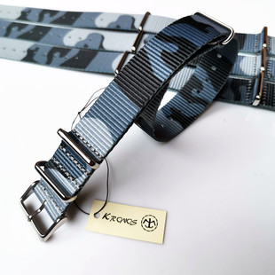 18mm20mm22mm24mm NATO 北约帆布尼龙表带 方形扣薄款 迷彩海战色