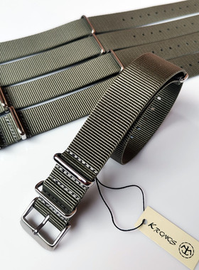 18mm20mm22mm24mm NATO 北约帆布尼龙表带 户外军灰色 方形扣薄款