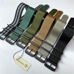 哑光电镀黑钢扣 色带 18mm20mm22mm24mmNATO北约帆布尼龙表带 多款