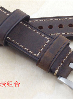 欧美复古 加厚真皮手表带 手工缝线粗犷款20|22|24mm 合水鬼 小沛