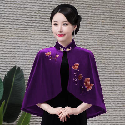 金丝绒配旗袍外披肩外套坎肩上衣