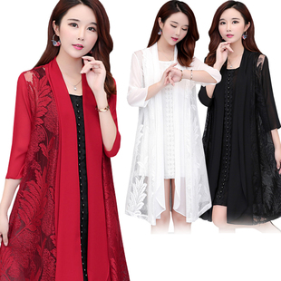 春夏女装雪纺衫蕾丝衫薄款外套网纱衣外披风披肩外搭开衫上衣外衣