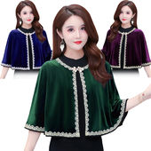 金丝绒小披肩女春秋配裙子旗袍斗篷上衣坎肩外搭开衫 外披风短外套