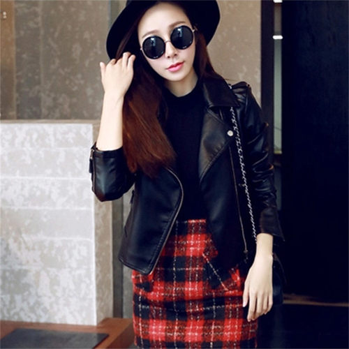 韩版2025春秋欧洲站机车皮衣女