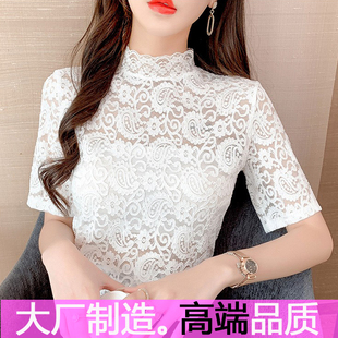 立领背心加绒蕾丝衫打底衫女假领子内搭内衣小衫短袖t恤纱衣上衣