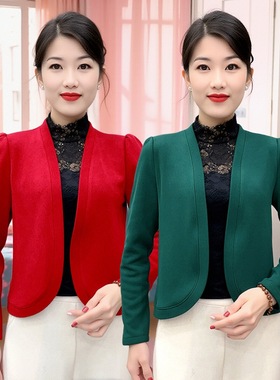 矮小个子女加绒厚外套外搭中式礼服妈妈冬装棉服上衣棉袄内胆棉衣