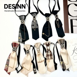 领结美式复古常青藤学院风领带免打脖子珍珠配饰马甲配饰韩版实拍