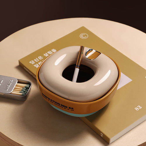 贝汉美创意小众陶瓷烟灰缸高端酒店办公室客厅装饰摆件乔迁伴手礼