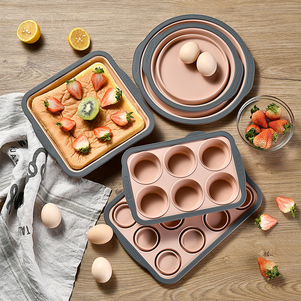 折叠硅胶蛋糕模具易脱模烘培6连12连蛋糕模正方形蛋糕盘