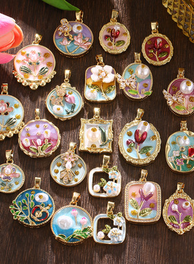 热销花朵彩绘滴釉万能扣