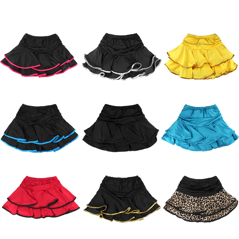 豹纹牛奶丝双层夏季少儿拉丁舞裙