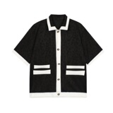 夏季小香风立体提花面料撞色翻领短袖男上衣韩版休闲半袖154P95，男装衬衫，星座901-1（原C217）