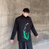 冬季新中式加厚毛呢立领西服外套潮流风刺绣铃兰禅意192P165，男装西服，星座901-1（原C217）
