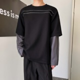 秋季新款潮流撞色拉链设计圆领长袖男卫衣T恤百搭休闲上衣169P85，男装T恤，星座901-1（原C217）
