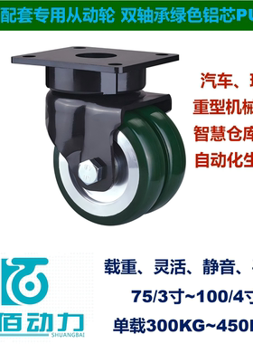 自动化生产线AGV车重型铝芯CPU双轮3寸4寸万向轮仓库汽车双佰脚轮