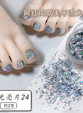 同款闪闪孔雀蓝绿色美甲亮片爆闪人鱼姬片六角形脚甲闪片大小混装
