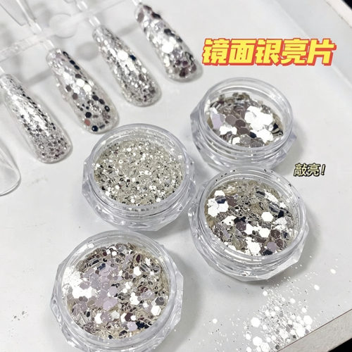 美甲六角形银色指甲亮片闪片闪粉