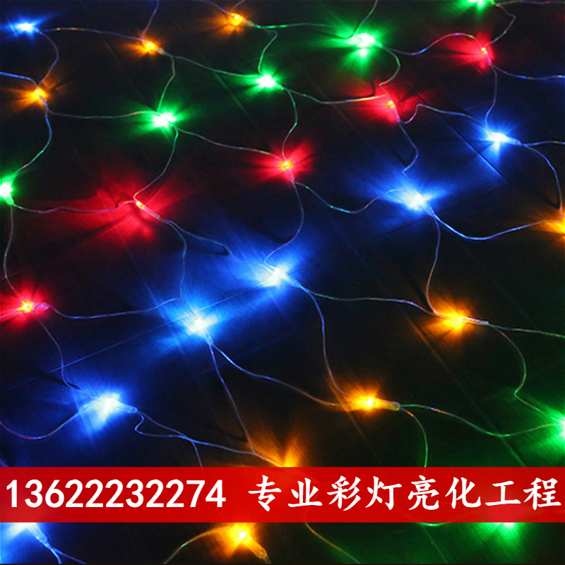LED网灯渔网灯新年过年彩灯闪灯串灯满天星装饰灯网草坪户外防水