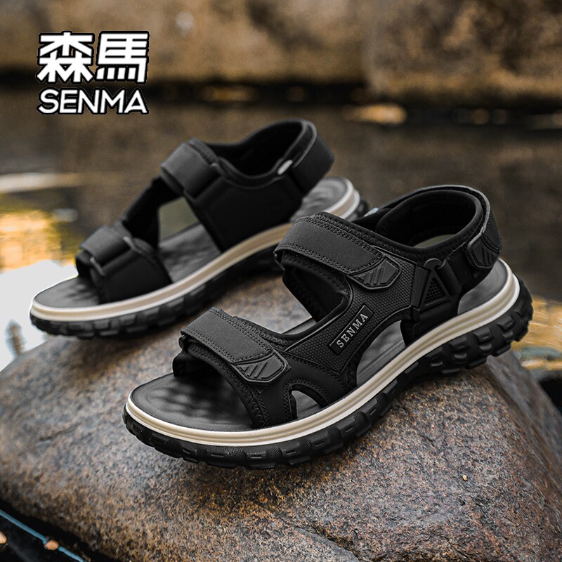 SEMIR 샌들 남성용 2024 뉴 여름 아우터 벨크로 스포츠 샌들 남성용 이중 목적 드라이빙 비치 슈즈 W