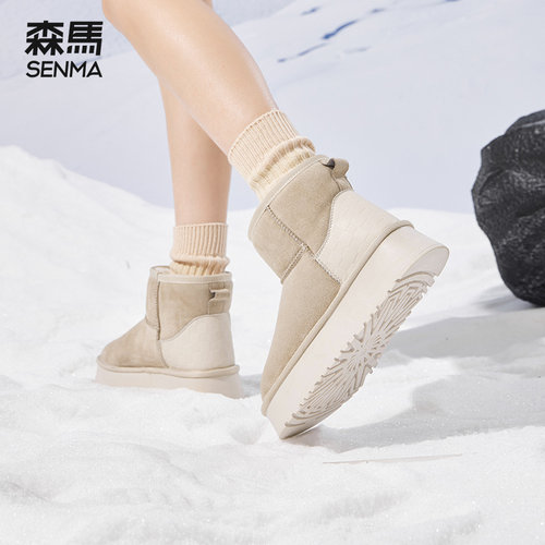森马厚底加绒保暖雪地靴女