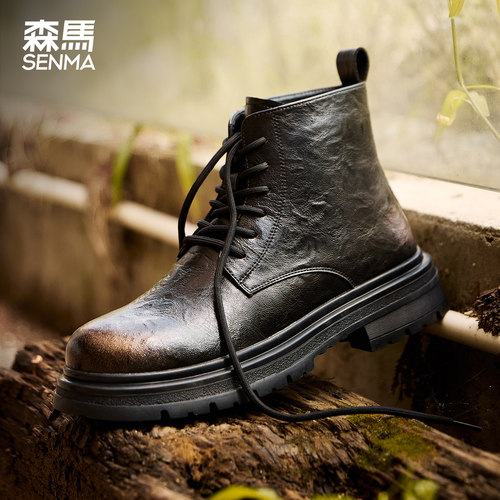 森马厚底马丁靴男生短靴