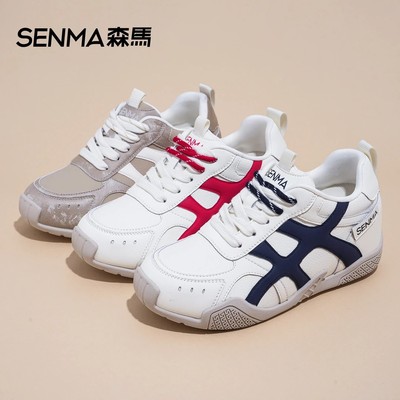 森马德训鞋女内增高2025新款爆款秋季厚底红色超火阿甘鞋休闲鞋潮