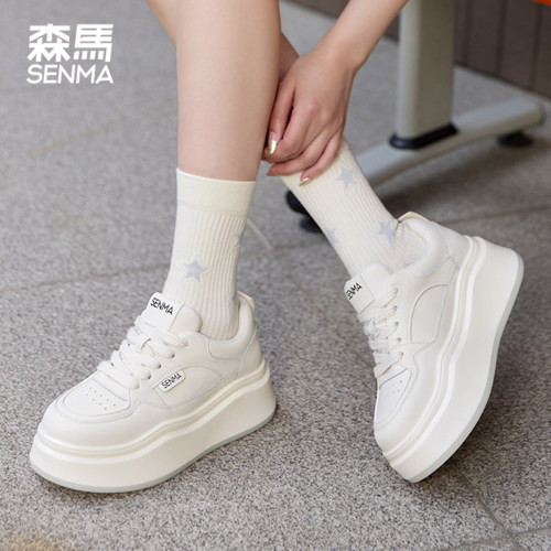 森马厚底板鞋女小白鞋