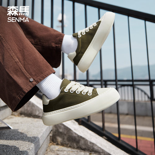 森马黑色厚底增高板鞋