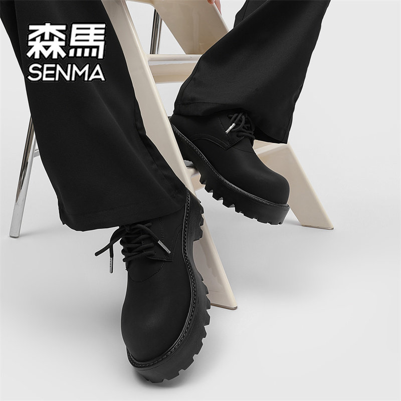 森马鞋子男鞋2026新款冬季复古英伦风百搭男士商务正装休闲皮鞋W