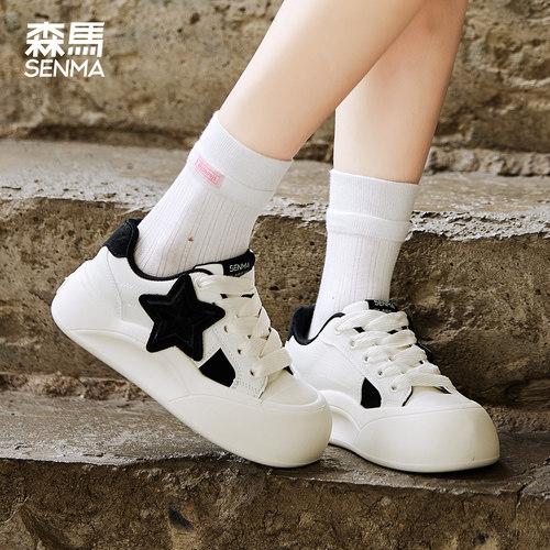 森马厚底板鞋女休闲小白鞋