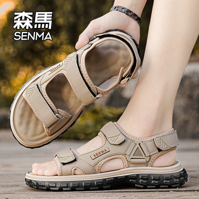 SEMIR 샌들 남성용 2024 뉴 여름 아우터 벨크로 스포츠 샌들 남성용 이중 목적 드라이빙 비치 슈즈 W