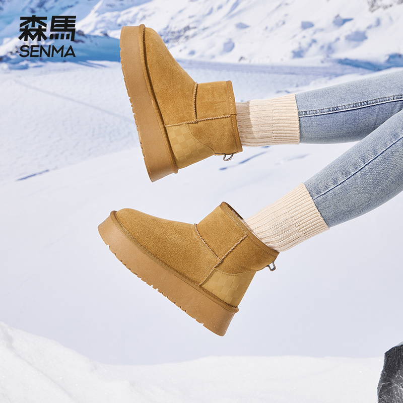 森马雪地靴女加绒棉鞋