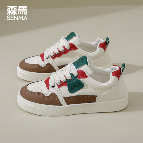 森马女鞋秋季皮面百搭轻便板鞋