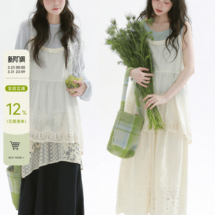 稀有RARE 吊带花边连衣裙日系文艺蕾丝减龄甜美风叠穿吊带裙