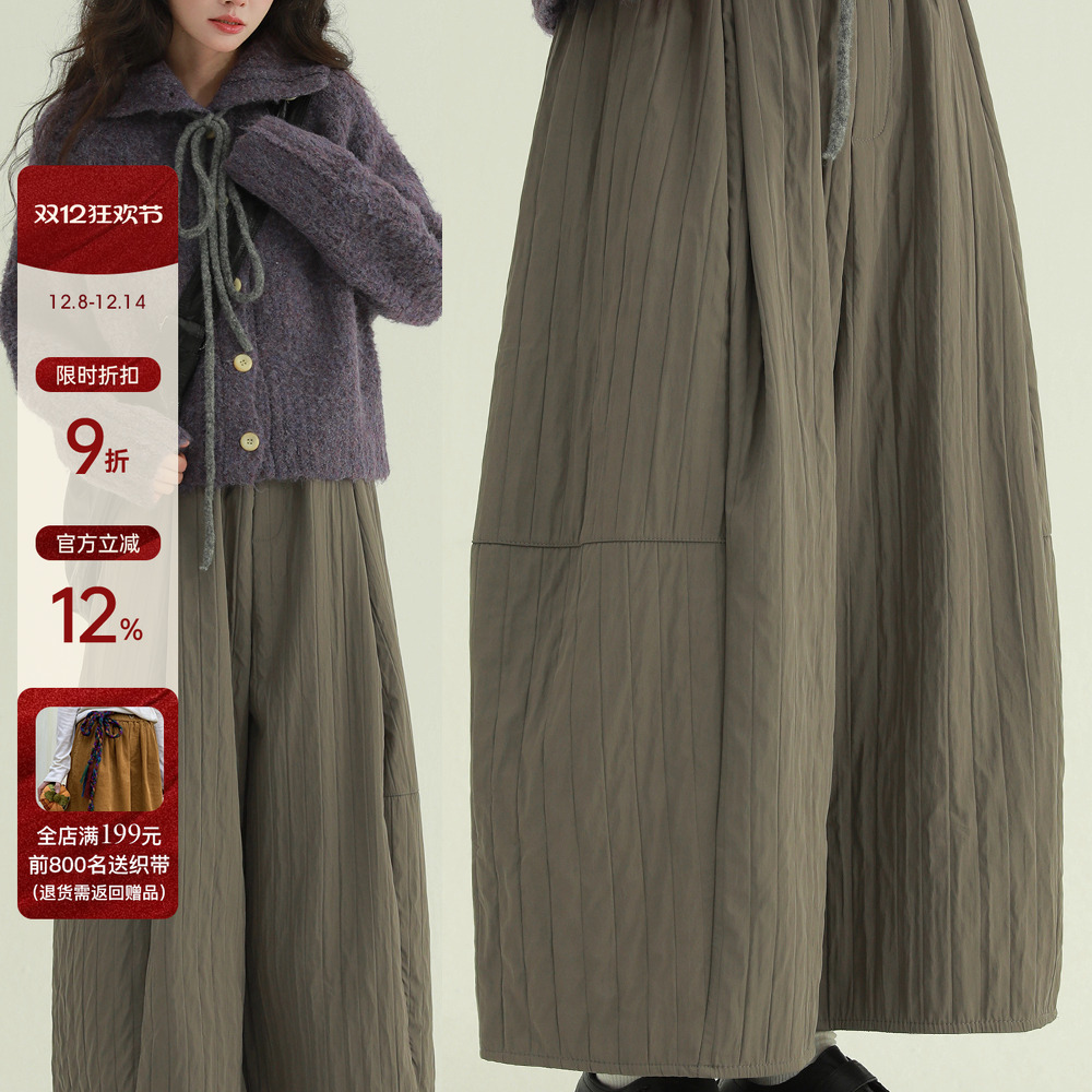 稀有RARE“气球”竖条纹廓形阔腿裤小个子文艺复古简约宽松百搭裤