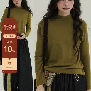 稀有RARE 上衣 秋冬打底多色卷边小高领软糯文艺复古内搭针织长袖