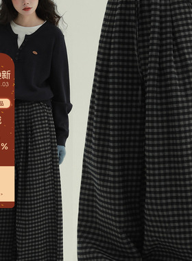 稀有RARE“发热神裤”加绒格子裤复古文艺舒适百搭秋冬休闲阔腿裤