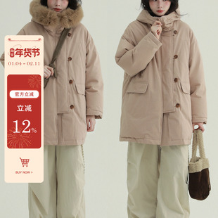 稀有RARE“南极冰川”可拆卸毛领连帽90绒羽绒服中长款保暖派克服